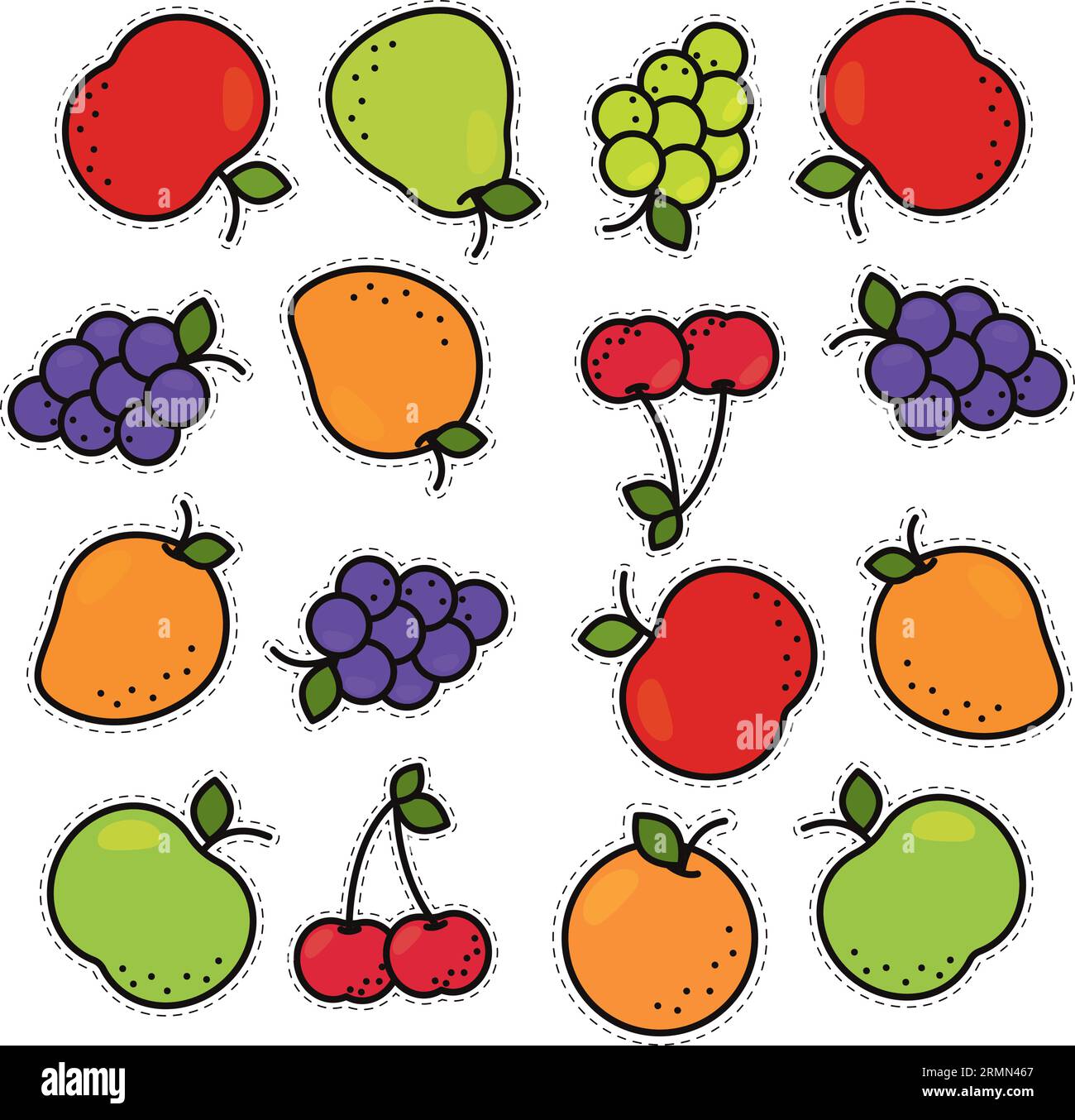 Seamless pattern background with set of fruit icons Vector Stock Vector ...