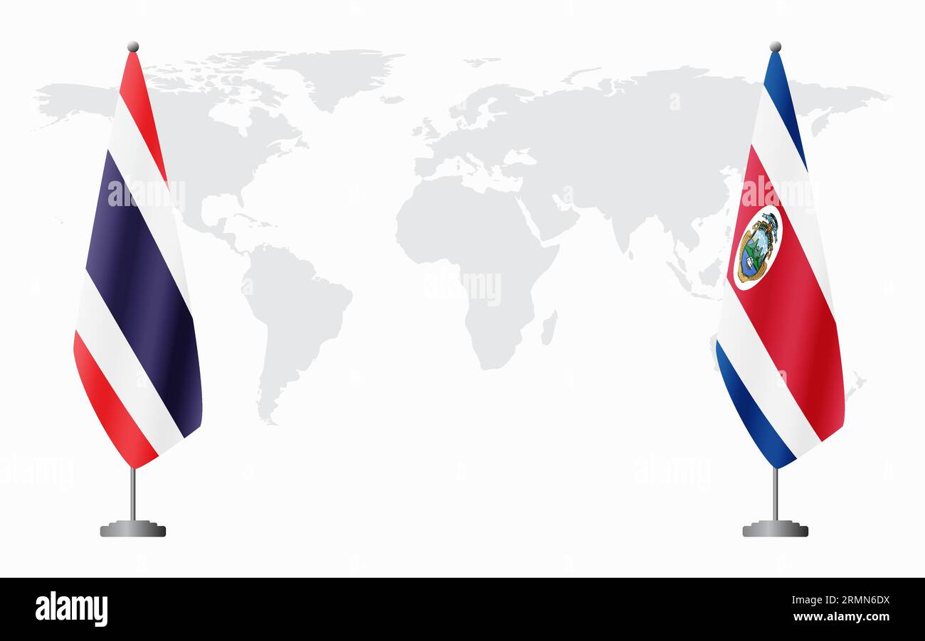 Thailand and Costa Rica flags for official meeting against background