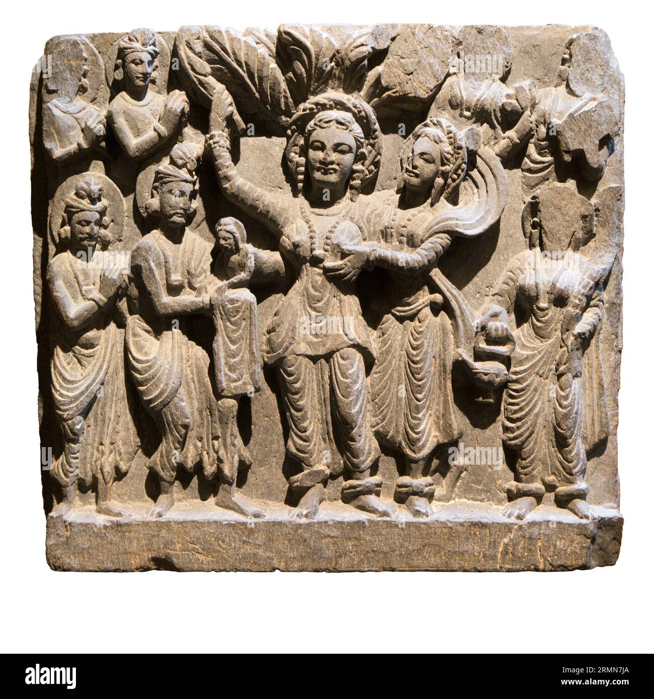 The Birth of Buddha carved on Schist, from c.200 CE.  Ashmolean Museum, Oxford. Stock Photo