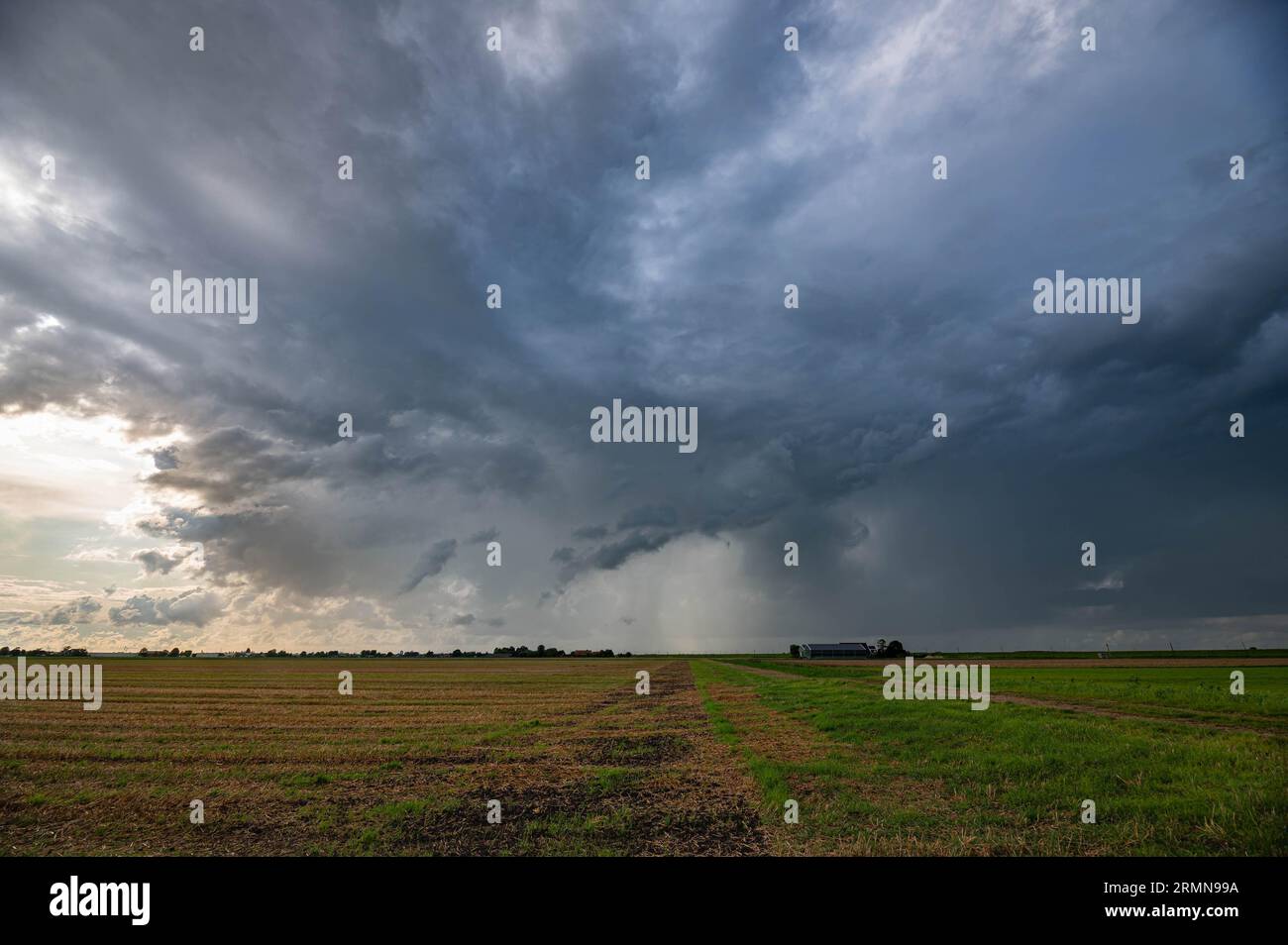 Storm cloud with heavy rain over the plains Stock Photo