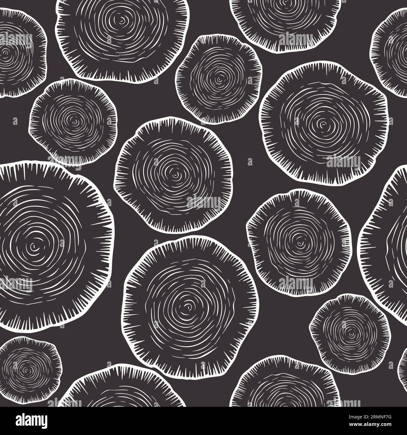 Vector Seamless Pattern with Tree Rings, Saw Cut Tree Trunk, Wood Log ...