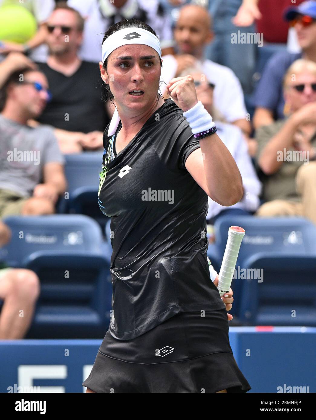 New York, United States. 29th Aug, 2023. US Open Flushing Meadows 29/08/2023 Day 2 Ons Jabeur (TUN) wins first round Match Credit: Roger Parker/Alamy Live News Stock Photo
