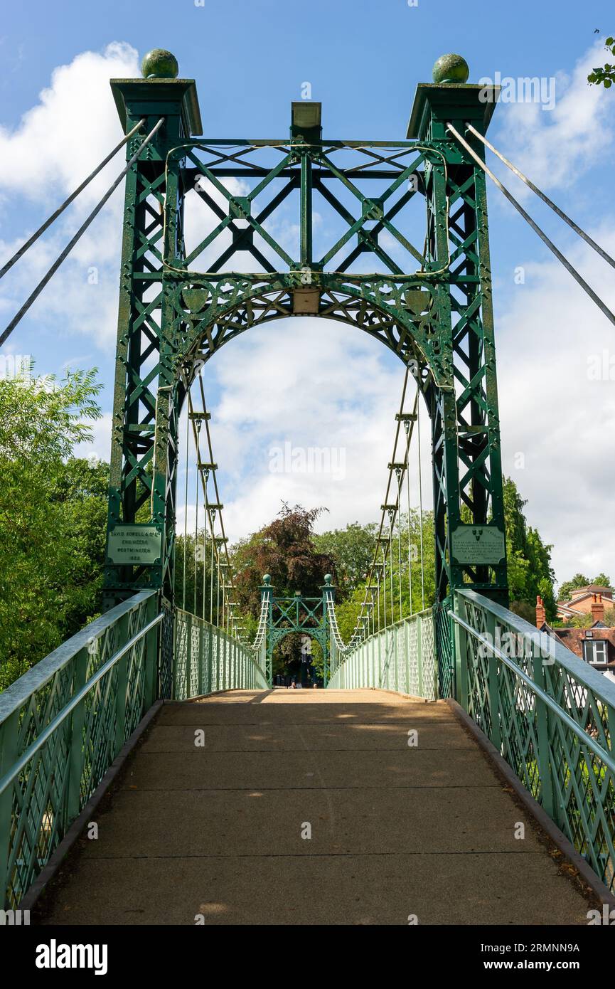 The Port Hill Suspension Bridge, Shrewsbury, Shropshire, England Stock Photo