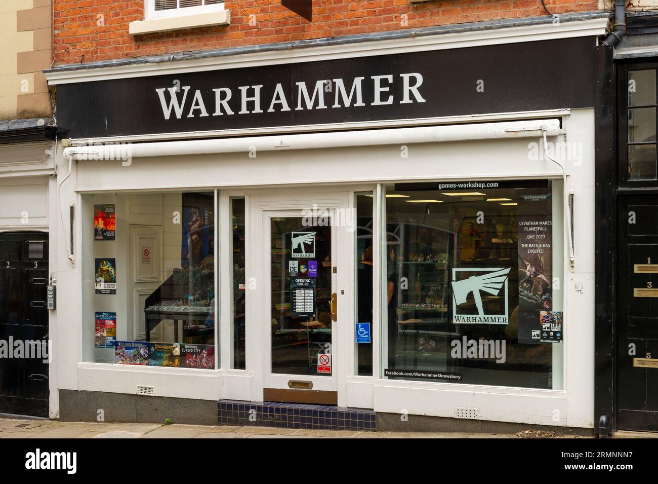 Front elevation of the Warhammer gaming store, Shrewsbury, Shropshire, England Stock Photo