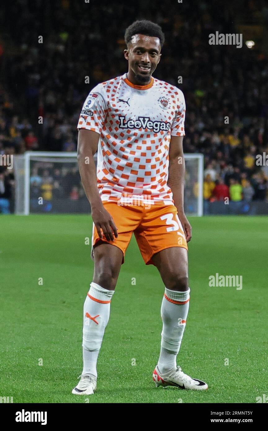 Wolverhampton, UK. 29th Aug, 2023. Oakley-Boothe of Blackpool during the Carabao Cup match Wolverhampton Wanderers vs Blackpool at Molineux, Wolverhampton, United Kingdom, 29th August 2023 (Photo by Mark Cosgrove/News Images) in Wolverhampton, United Kingdom on 8/29/2023. (Photo by Mark Cosgrove/News Images/Sipa USA) Credit: Sipa USA/Alamy Live News Stock Photo