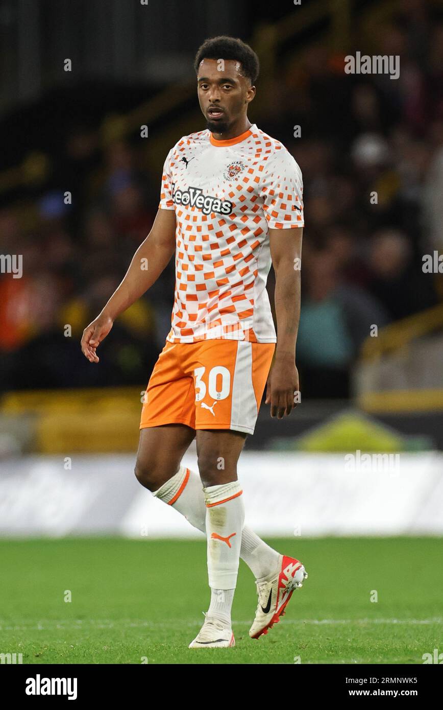 Wolverhampton, UK. 29th Aug, 2023. Oakley-Boothe of Blackpool during the Carabao Cup match Wolverhampton Wanderers vs Blackpool at Molineux, Wolverhampton, United Kingdom, 29th August 2023 (Photo by Mark Cosgrove/News Images) in Wolverhampton, United Kingdom on 8/29/2023. (Photo by Mark Cosgrove/News Images/Sipa USA) Credit: Sipa USA/Alamy Live News Stock Photo