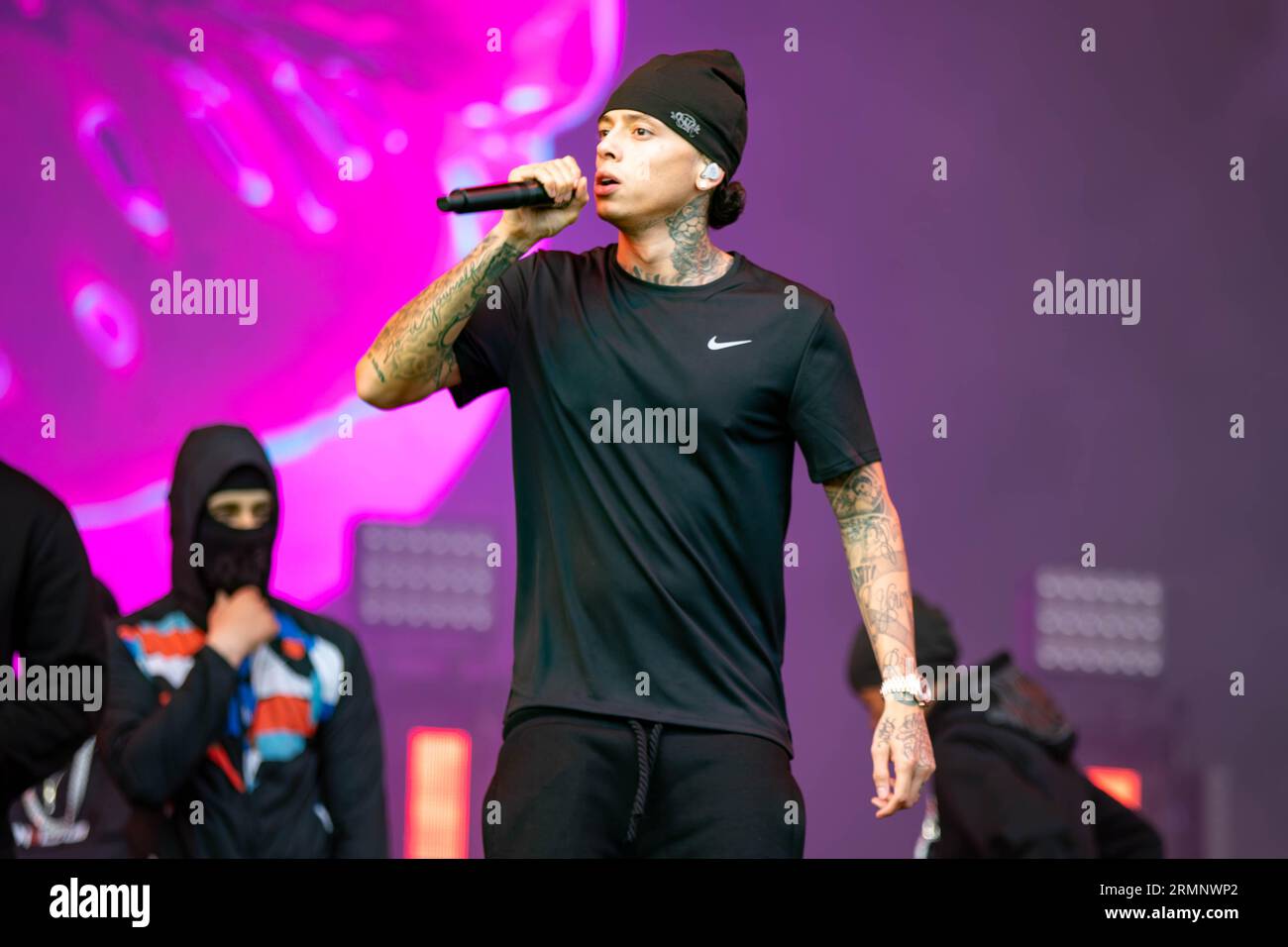 Leeds, UK. Sunday 27 August 2023 British rapper Oakley Neil H.T Caesar