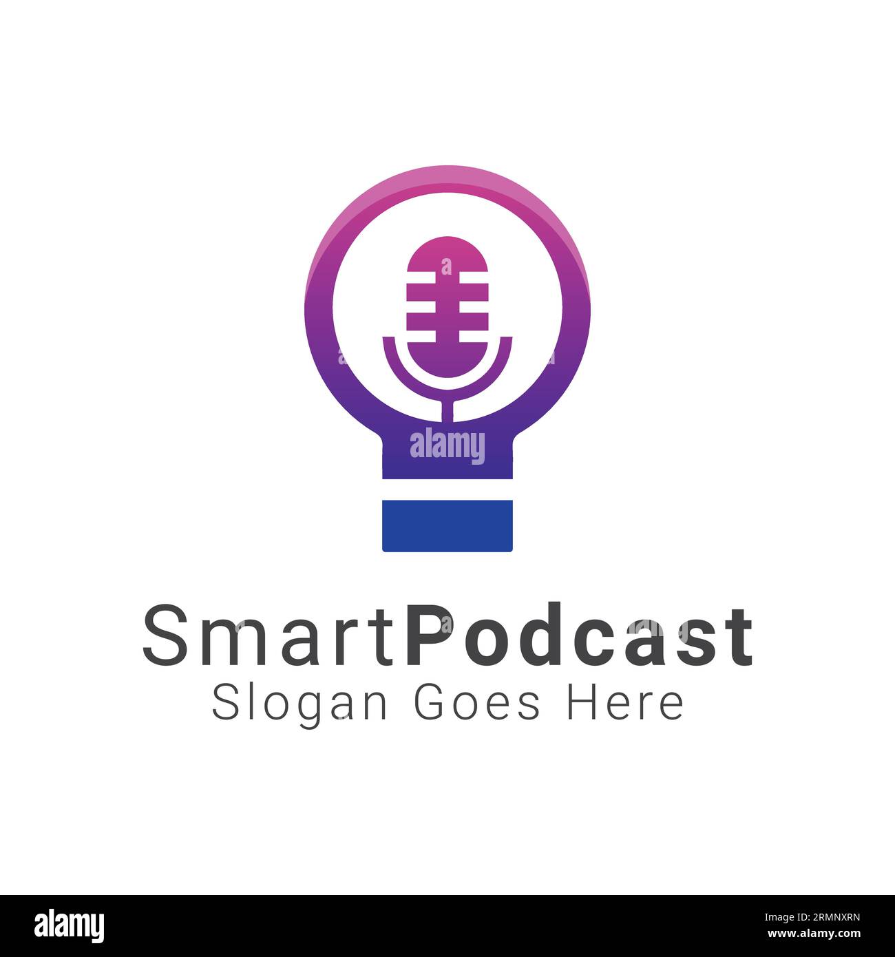 Smart Podcast Logo Design Bulb with Speaker Logotype Stock Vector