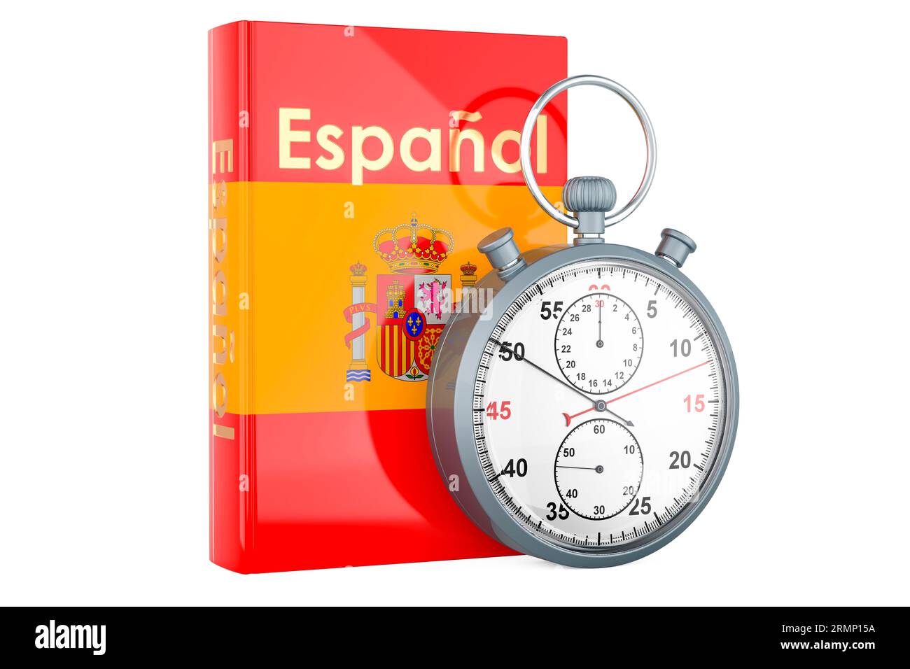Spanish language textbook with stopwatch. Accelerated courses of