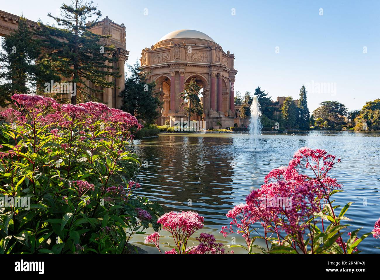 Sunny exterior view of the Palace of Fine Arts at San Francisco, California Stock Photo
