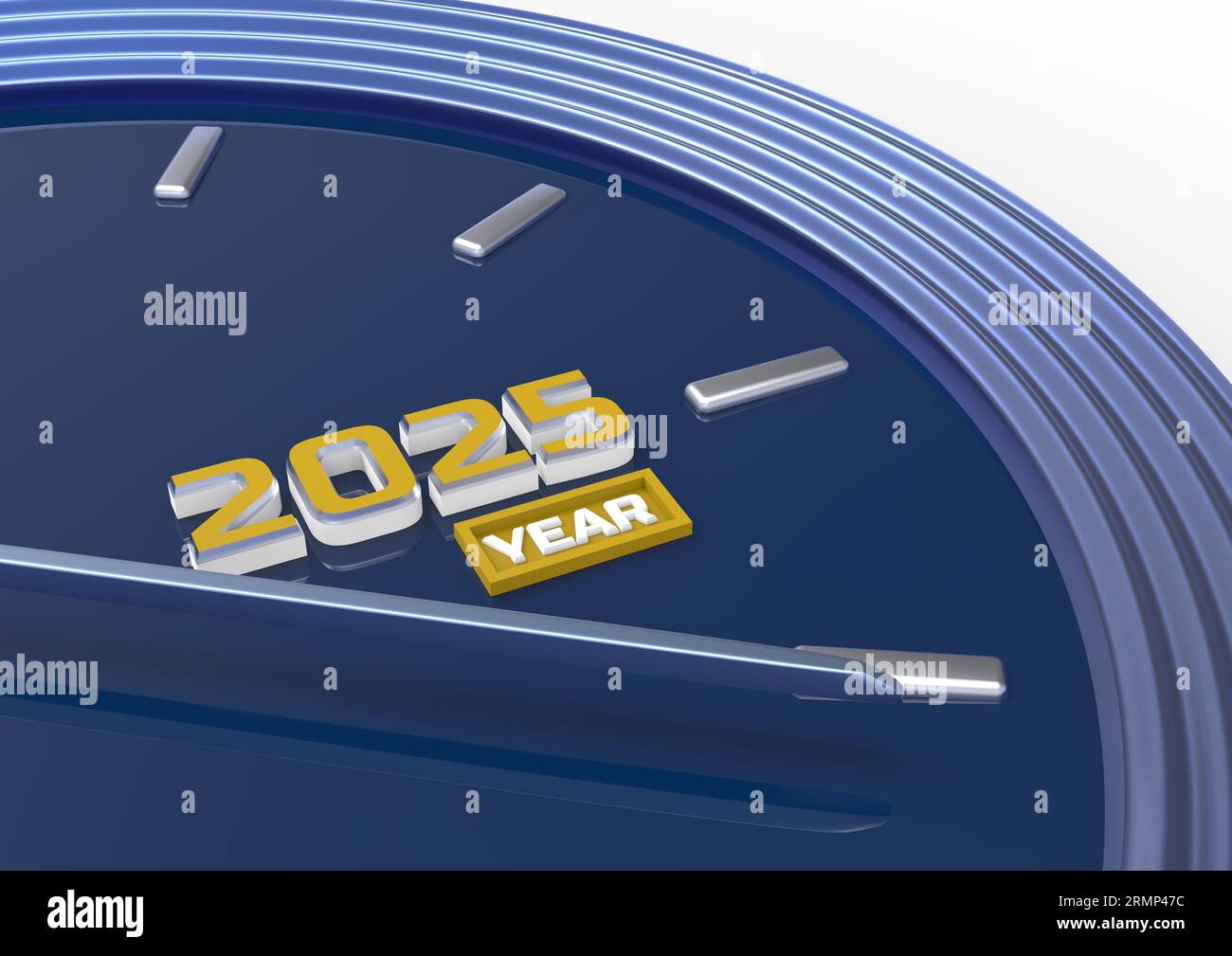 Clock face showing the new or current year 2025. The hour or minute