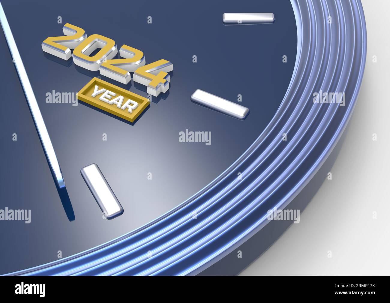 Clock face showing the new or current year 2024. The hour or minute ...