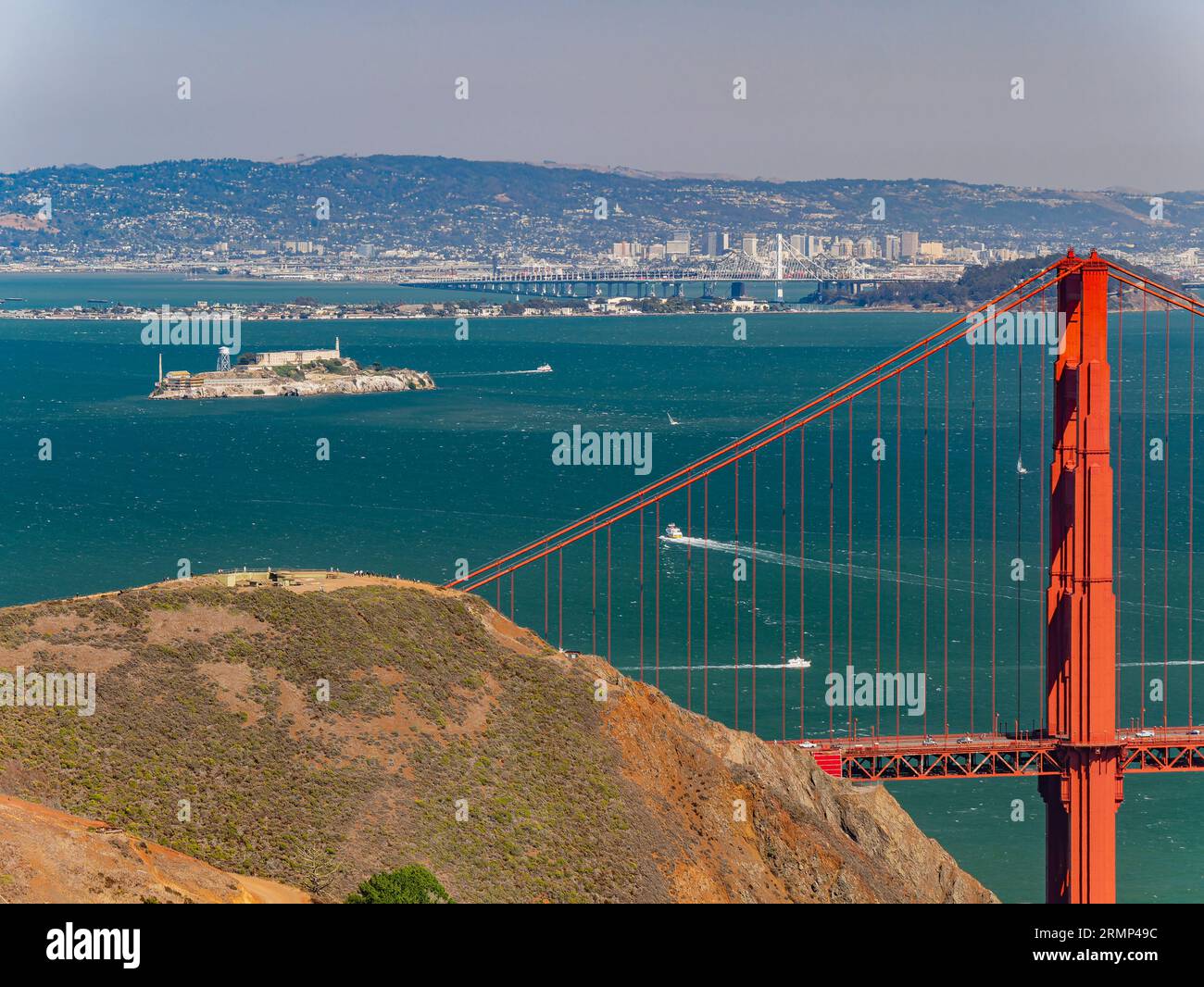 Sunny view of The Golden Gate Bridge at San Francisco, California Stock ...