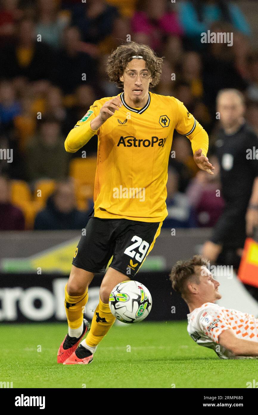 Fábio Silva of Wolves during the Carabao Cup Second Round match between Wolverhampton Wanderers and Blackpool at Molineux, Wolverhampton on Tuesday 29th August 2023. (Photo: Gustavo Pantano | MI News) Credit: MI News & Sport /Alamy Live News Stock Photo