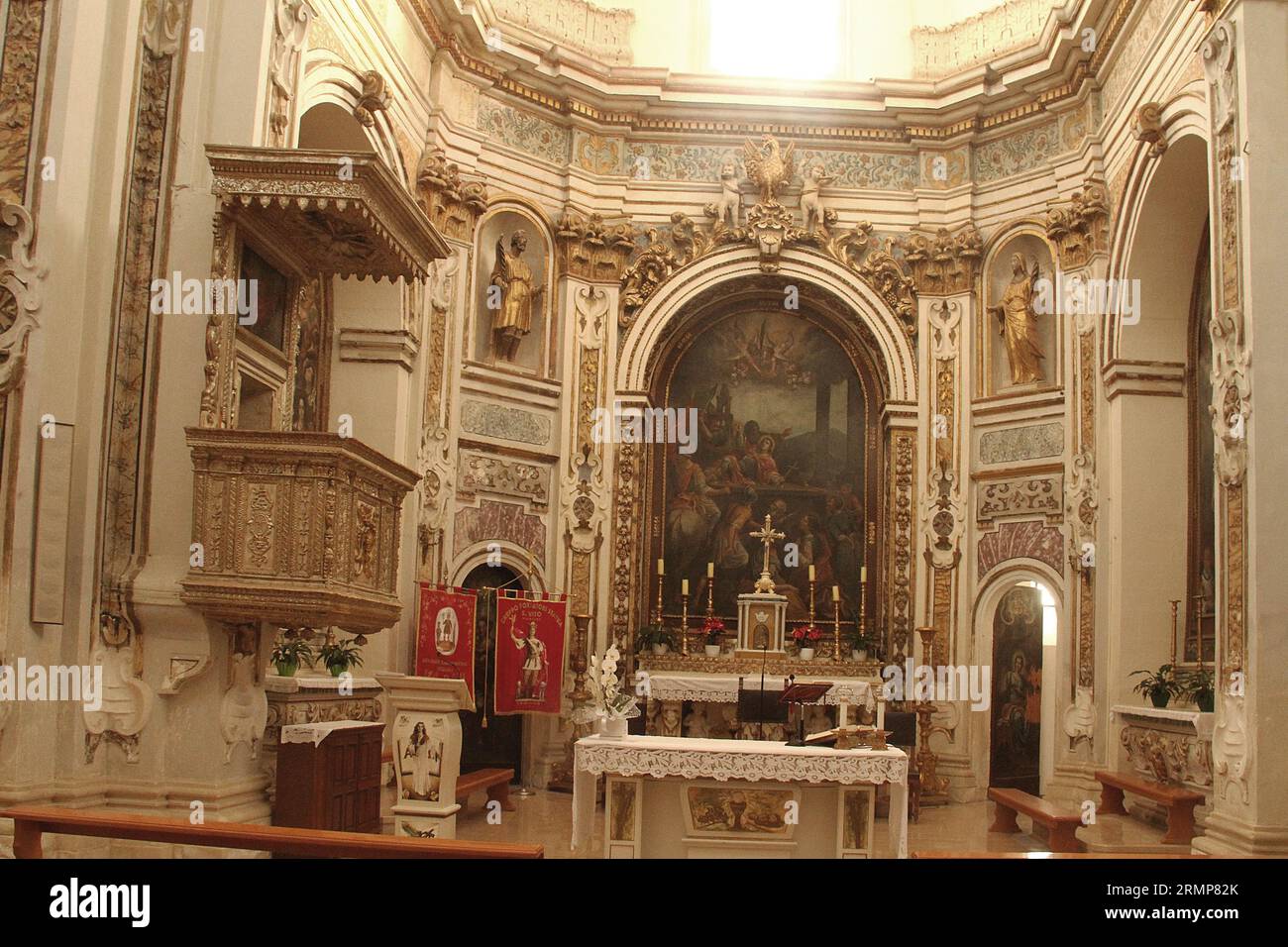 Lequile, Italy. Interior of the 17th century Church of Saint Vitus