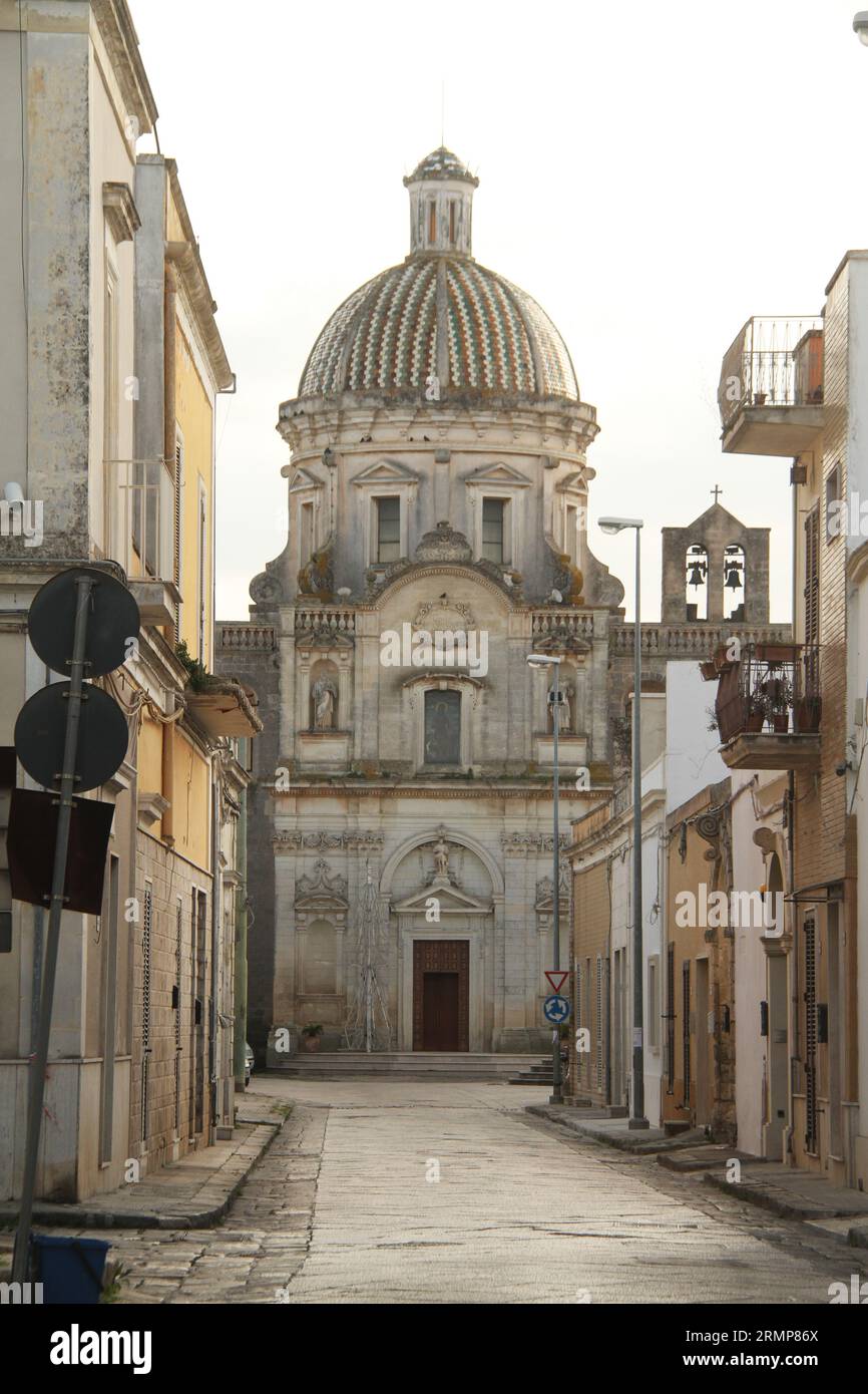 Lequile, Italy. the Exterior view of the 17th century Church of Saint Vitus Martyr (Chiesa Di San Vito Martire). Stock Photo