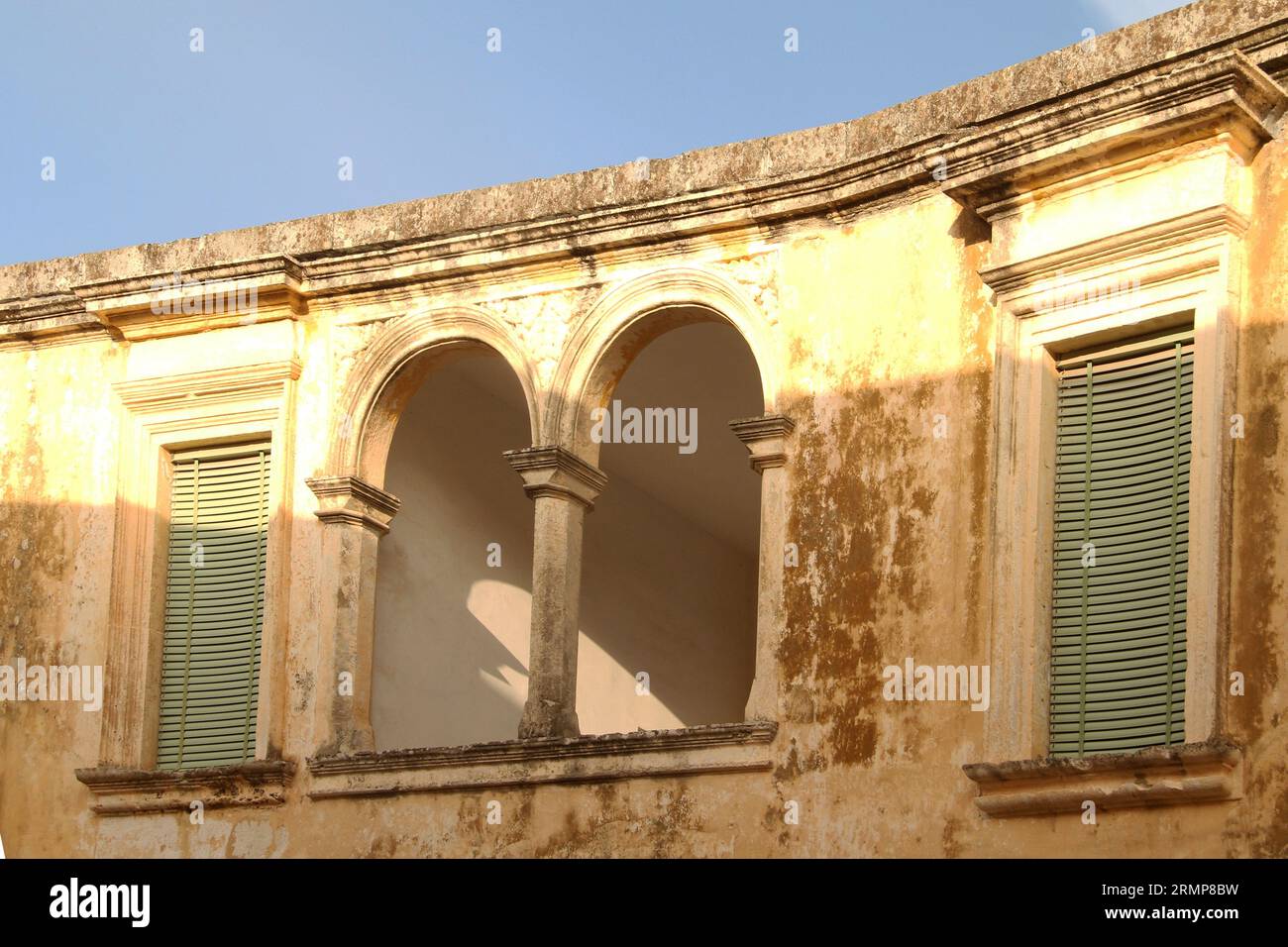 A double arched balcony in Lequile, Italy Stock Photo Alamy
