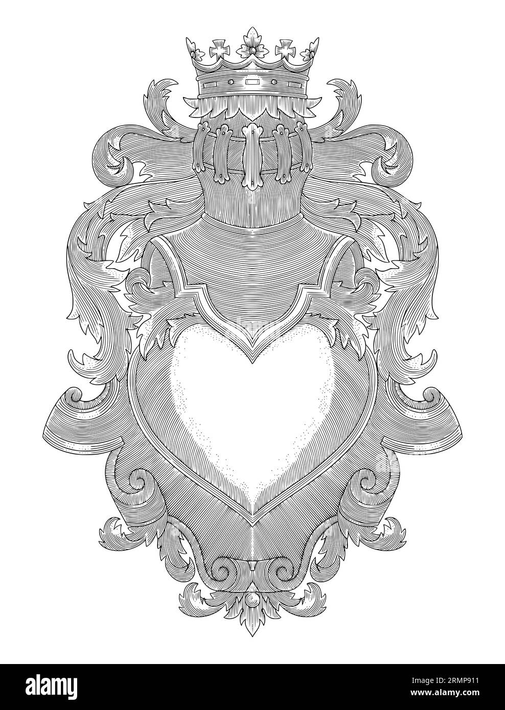Family coat of arms, vintage engraving drawing style vector illustration Stock Vector
