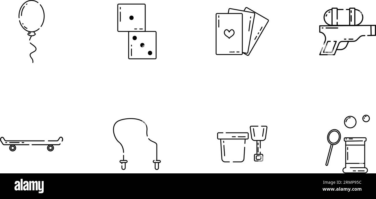 Set of different flat toy icons Vector illustration Stock Vector Image ...