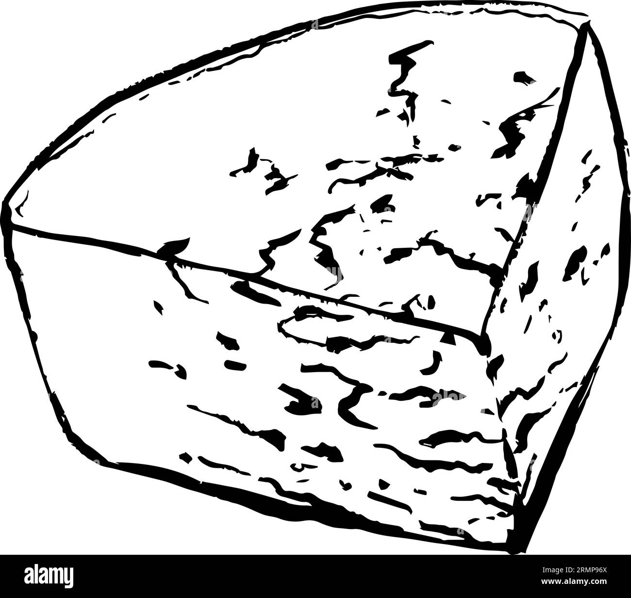 Vector block of blue cheese delicious mold, soft milk dairy product