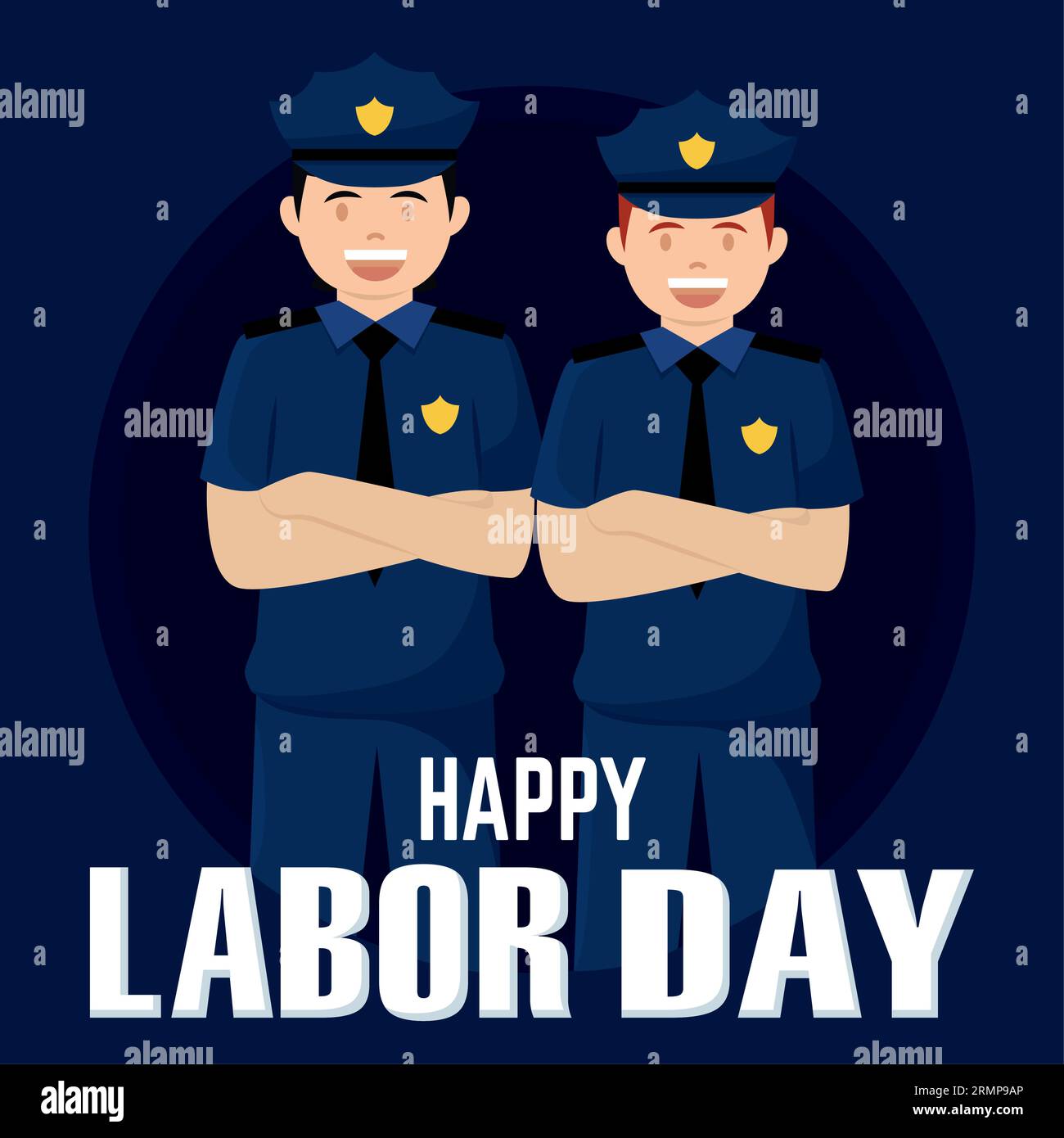 Pair of police officers characters Labor day Vector Stock Vector Image ...