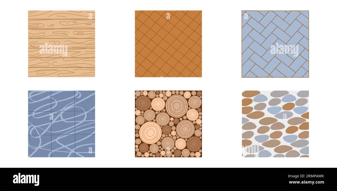 Texture of natural finishing materials for floor. Interior design concept. Vector flat illustration... Stock Vector