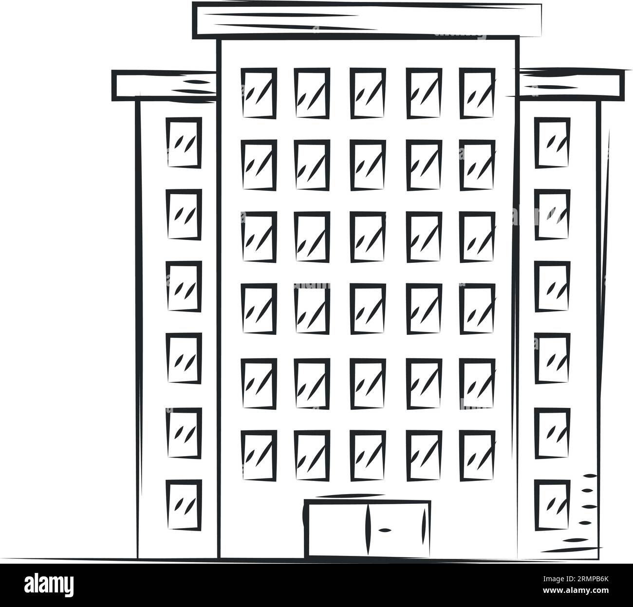 Hotel building doodle. Hand drawn sketch doodle style hotel building. Blue  pen line stroke isolated element. Summer travel, water concept. Vector  illustration Stock Vector Image & Art - Alamy