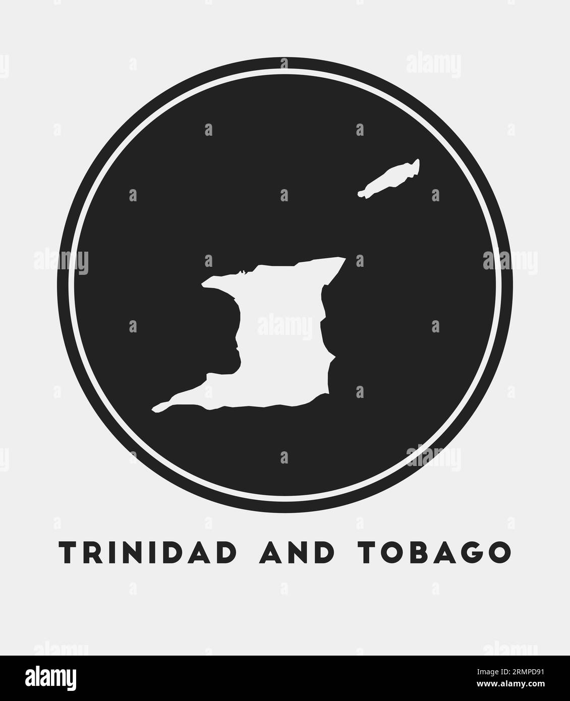 Trinidad and Tobago icon. Round logo with country map and title