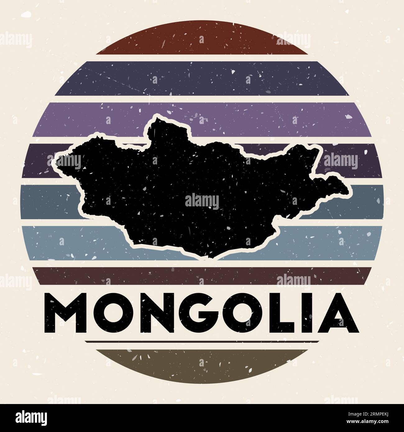 Mongolia logo. Sign with the map of country and colored stripes, vector ...