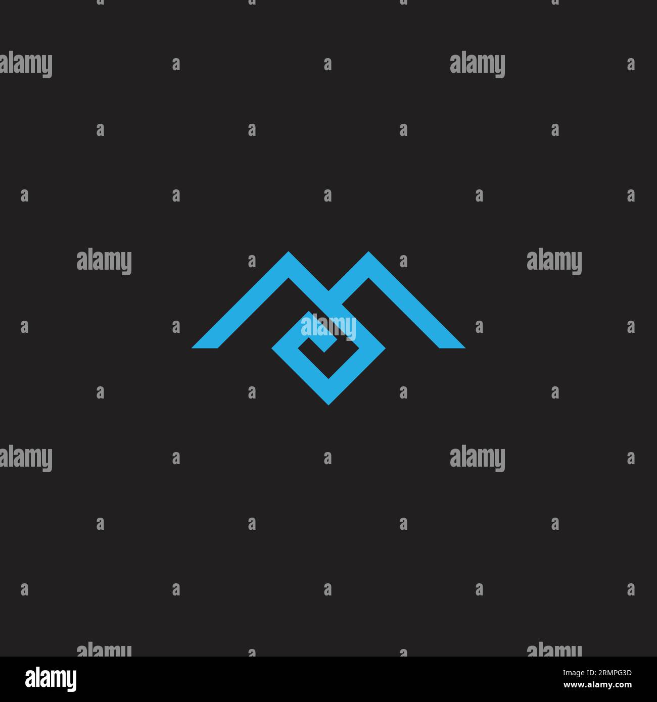 letter m blue mountain diamond line logo vector Stock Vector Image