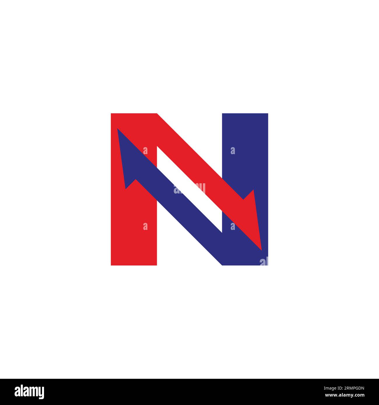 letter n colorful linked geometric arrow logo vector Stock Vector