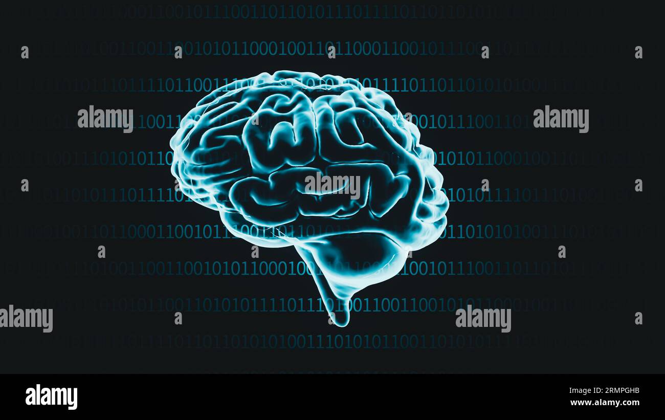 Artificial Intelligence Digital Brain Concept background, 3d rendering ...