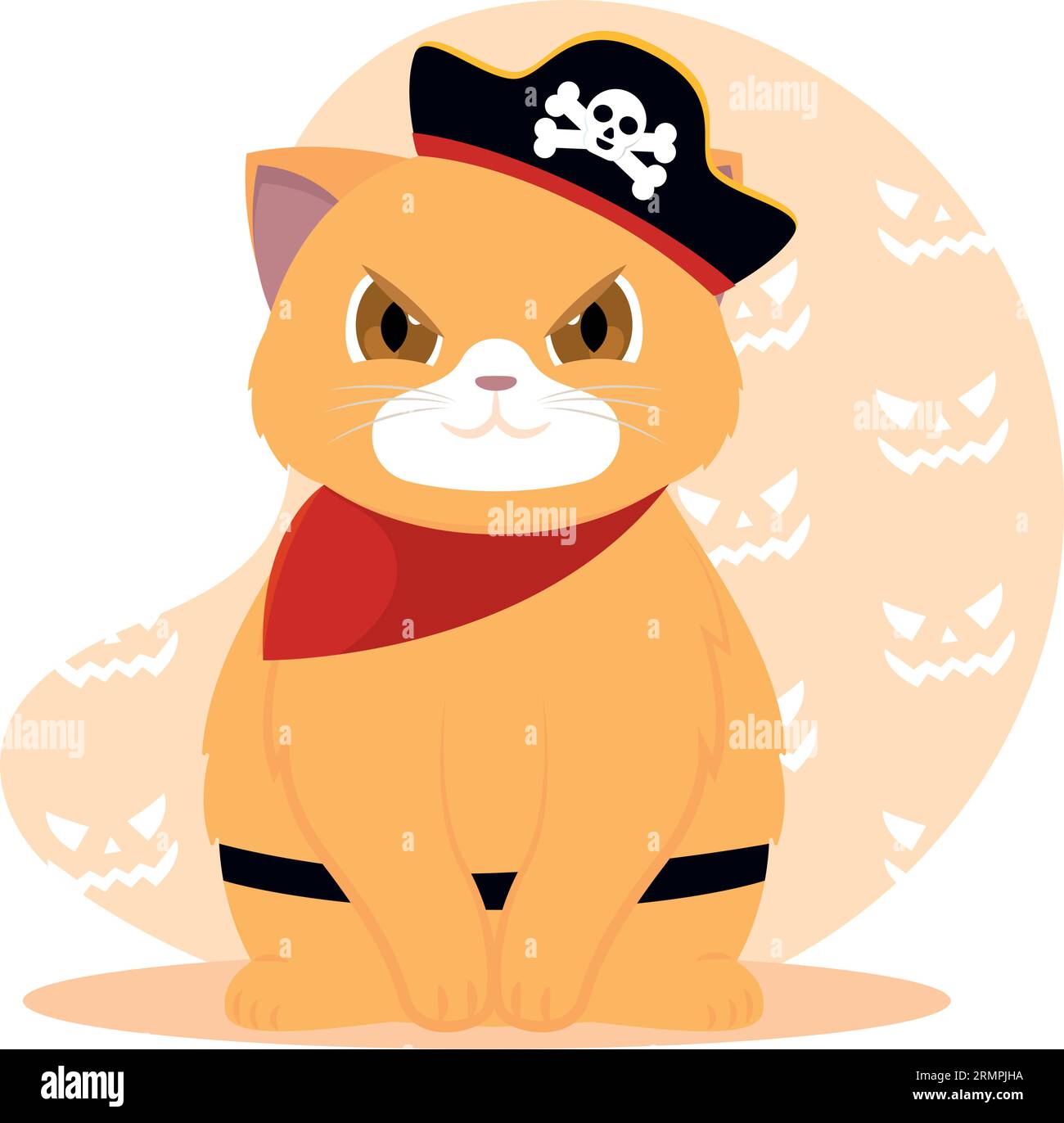Isolated cute cat character with a pirate costume Vector Stock Vector ...