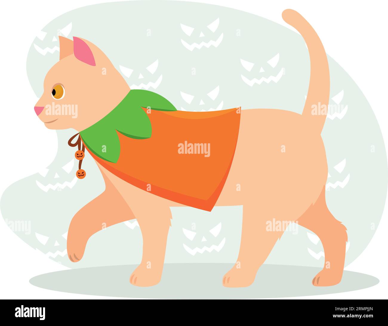 Isolated cute cat character with a pumpkin costume Vector Stock Vector ...
