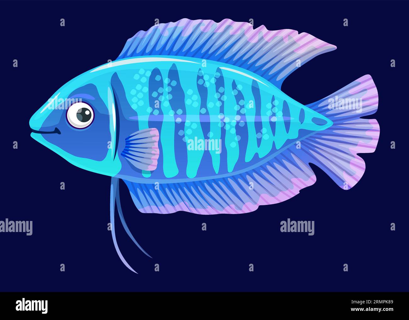 Cartoon aquarium fish. Isolated vector banded gourami or trichogaster fasciata is a freshwater fish known for its vibrant coloration and distinctive h Stock Vector