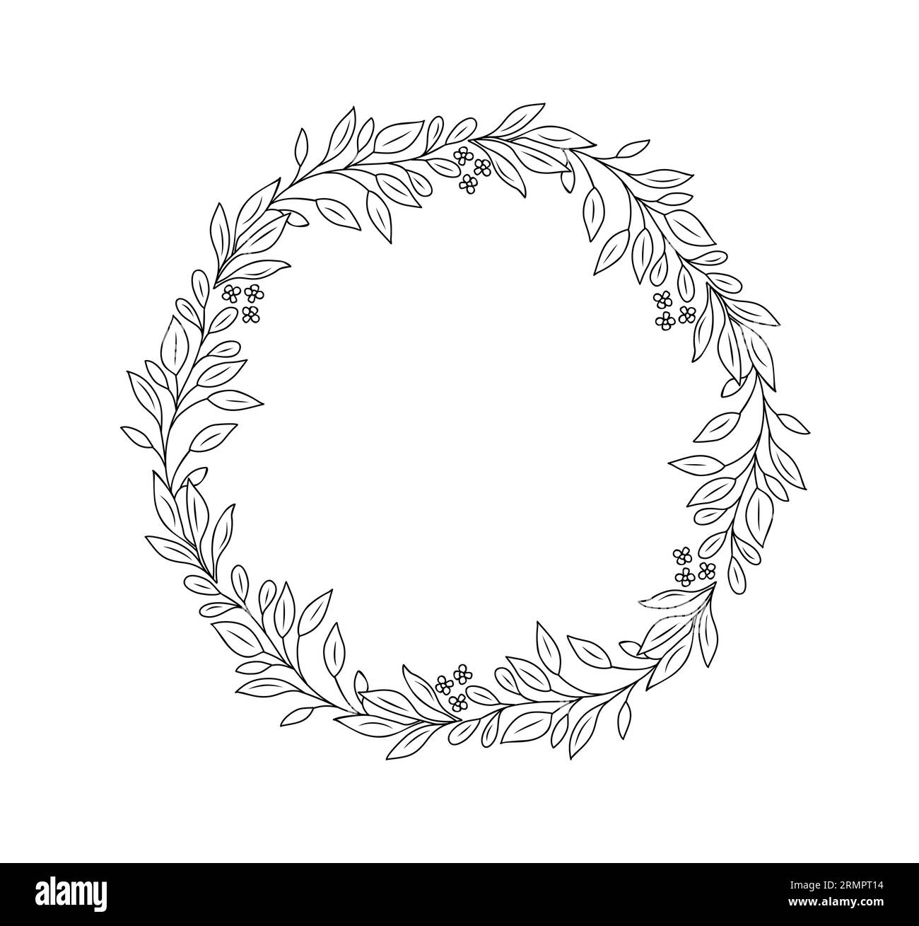 Hand drawn botanical wreath line art vector Stock Vector Image & Art ...