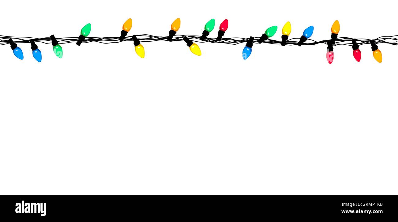 Christmas lights border Vector art on white Stock Vector Image & Art