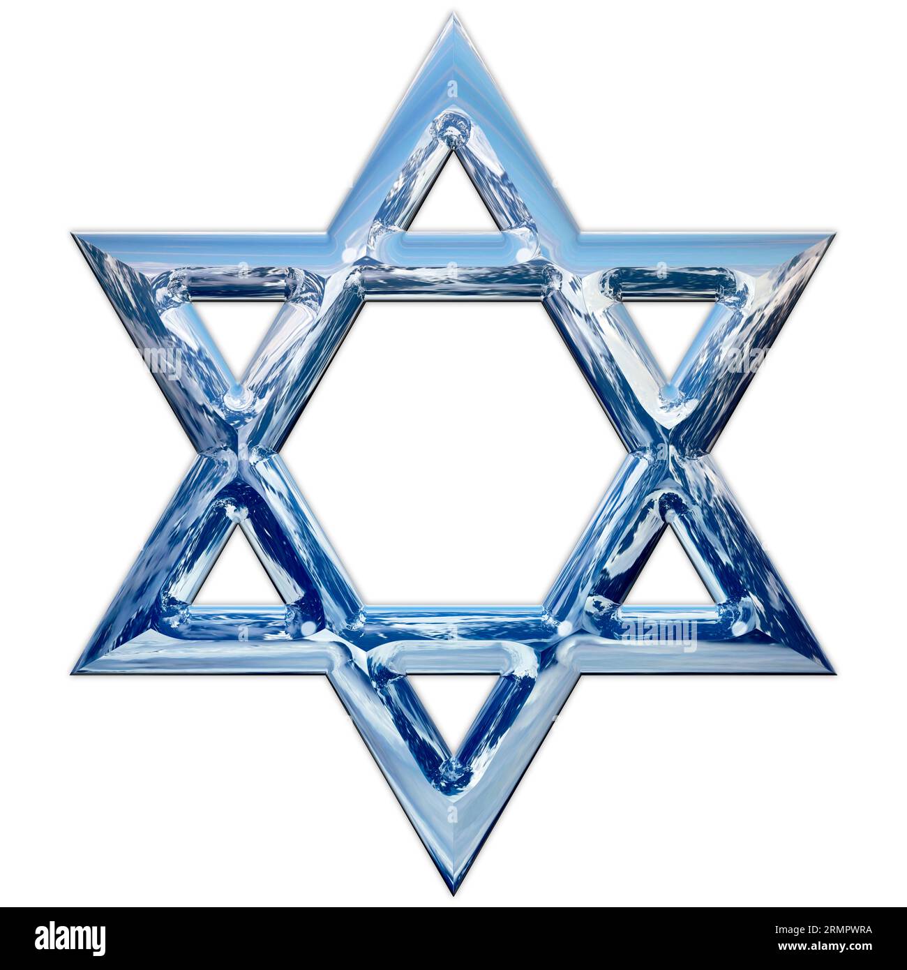 Judaism religion, traditional star of david symbol, silver metallic style graphic elaboration, illustration on the white background Stock Photo