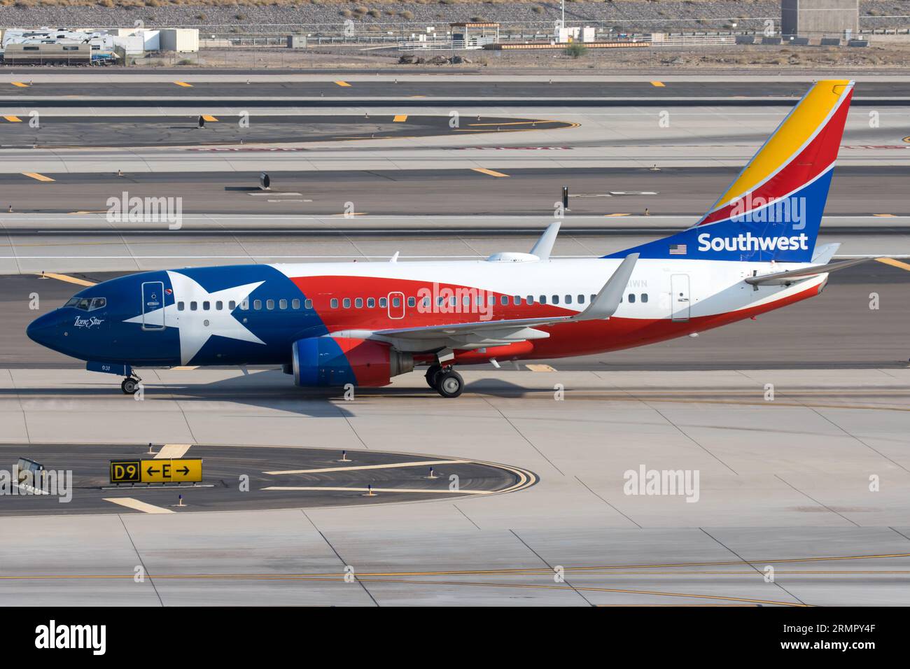 Southwest Airlines' 'Lone Star One' special livery features the state flag of Texas. Stock Photo