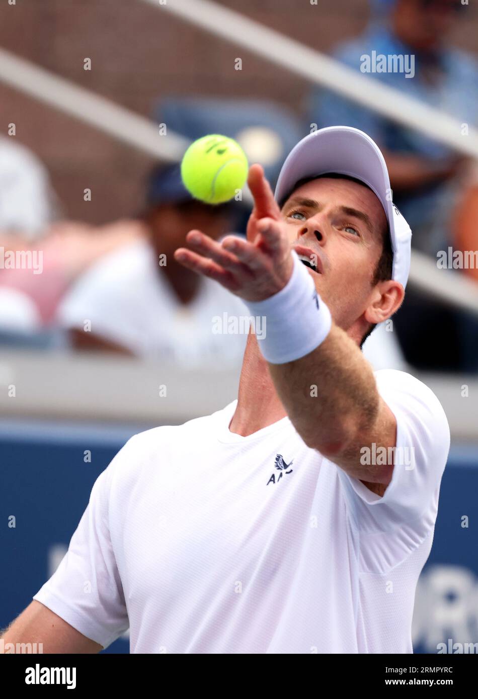 New York City, New York. 29th Aug, 2023. NEW YORK CITY, NEW YORK - AUGUST 29: Great Britain;s Andy Muray during his first round match against Corentin Moutet of France on Day 2 of the US Open at the USTA Billie Jean King National Tennis Center on August 29, 2023 in New York City, New York. Murray won the match in straight sets. ( Credit: Adam Stoltman/Alamy Live News Stock Photo