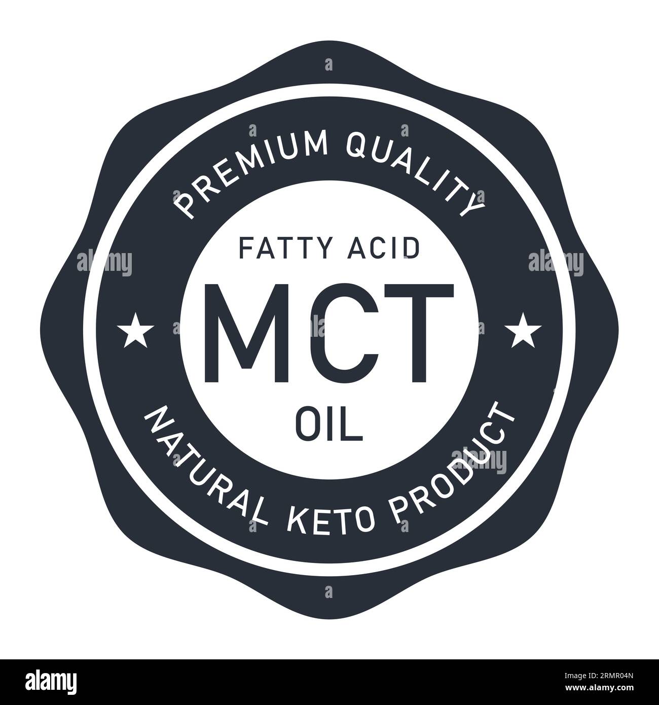 MCT Oil stamp, keto food additive label or seal, triglycerides, vector Stock Vector