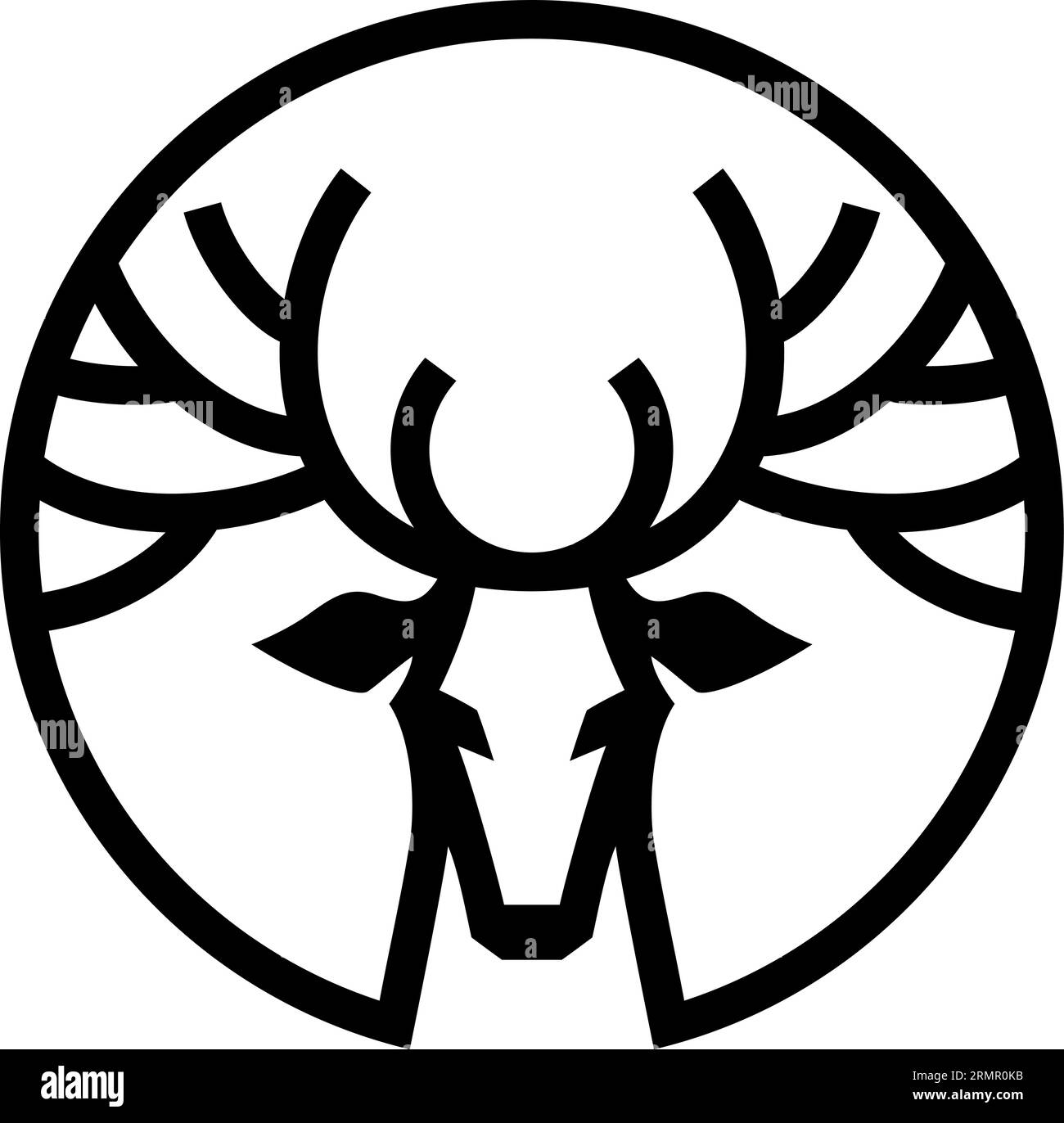 Deer Head with Big Antlers Logo Template Design Stock Vector