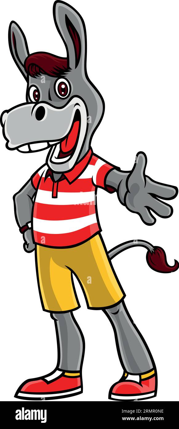 Funny Donkey Cartoon Character Design Stock Vector