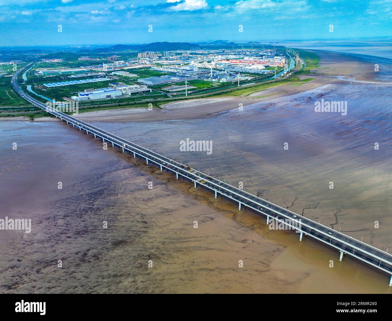 Aerial photo shows the tidal-flat presenting a landscape of forests in ...