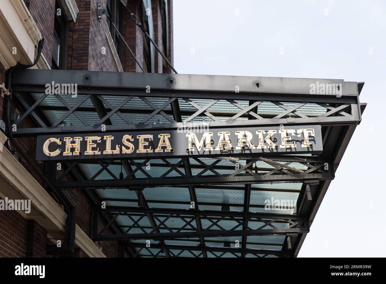 New York City, USA - August 05, 2023: Chelsea Market, 75 9th Ave, food hall, shopping mall, office building and television production facility. Stock Photo
