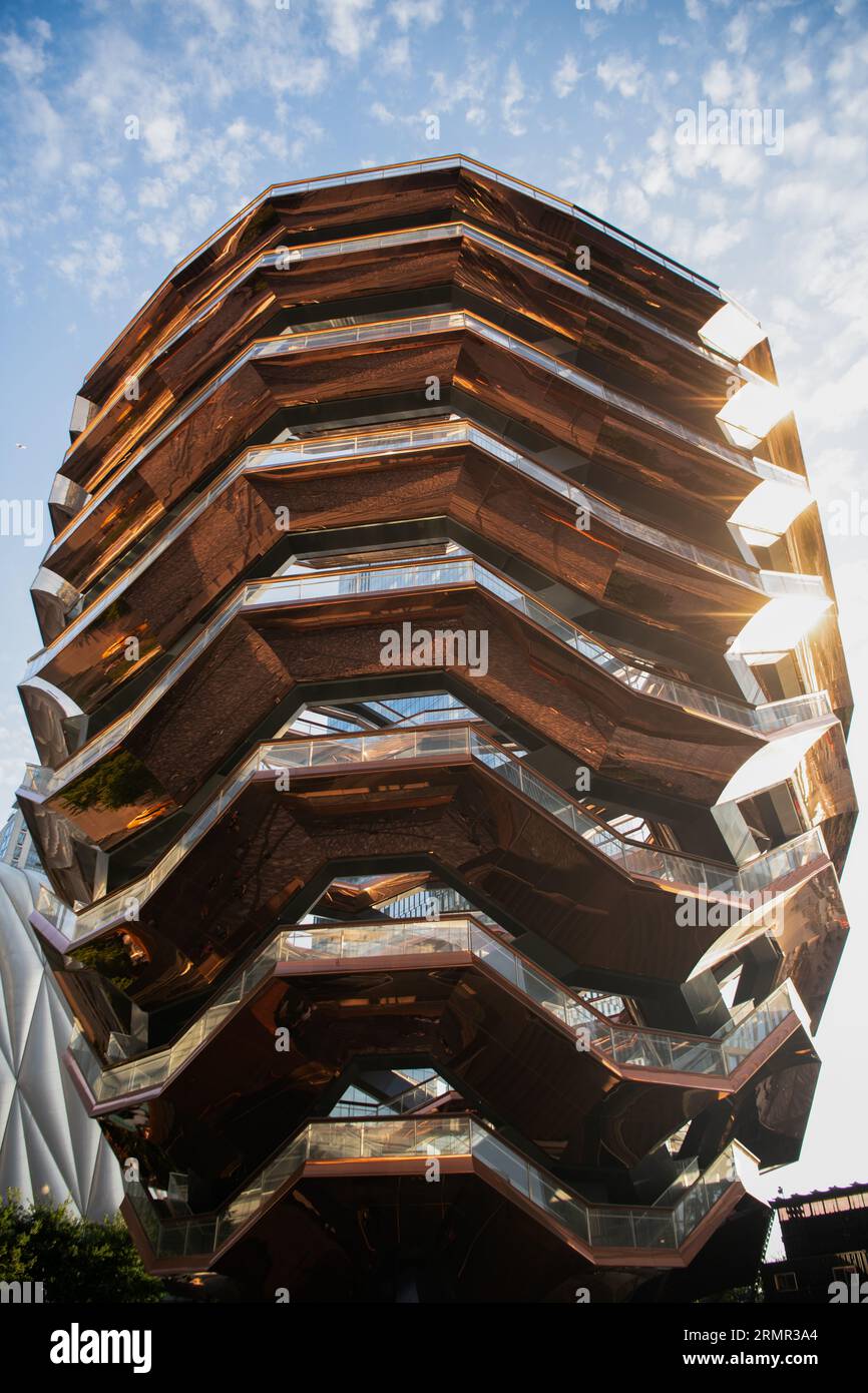 New York City, USA - July 23, 2023: The Vessel known as the Hudson Yards Staircase in Midtown Manhattan. hudson yards. Stock Photo
