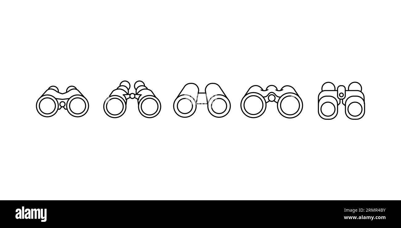 Binocular icon set. Binoculars line icons. Binocular symbol. Vector
