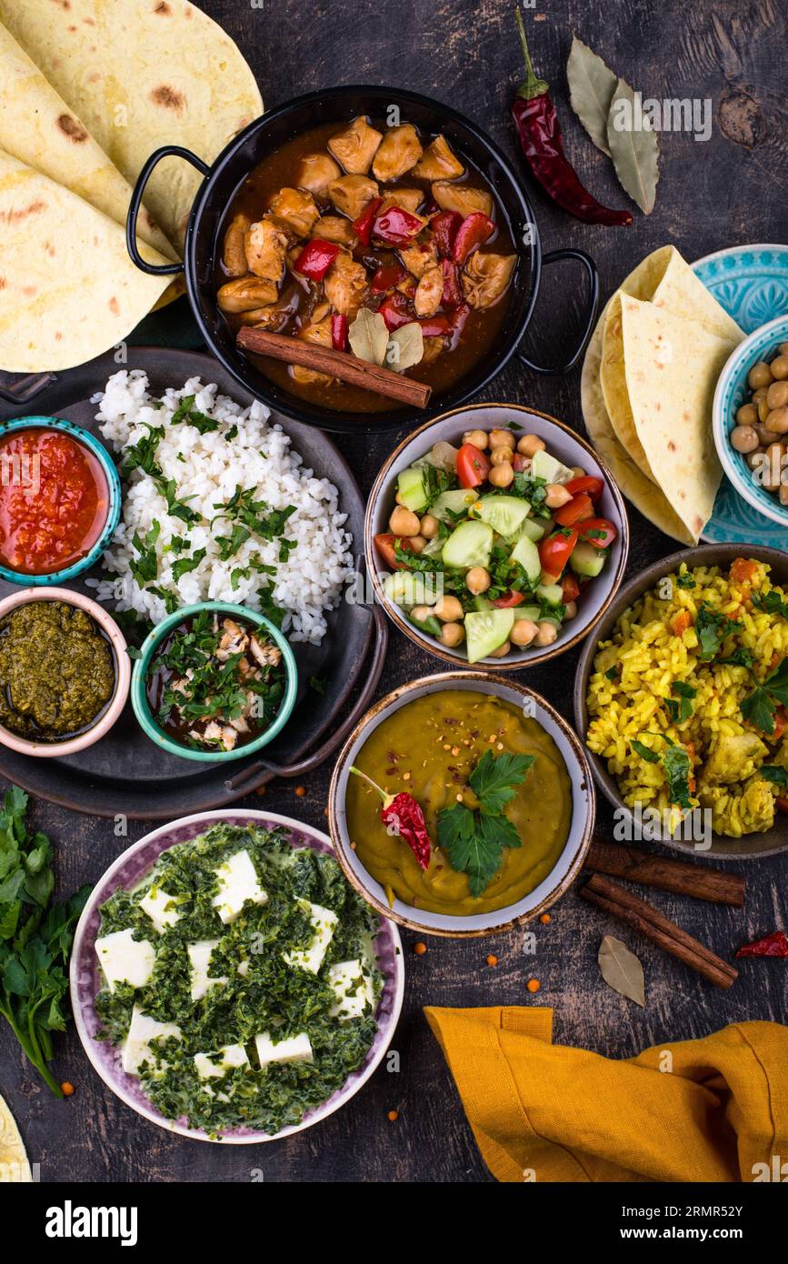 Various types of traditional Indian food Stock Photo - Alamy