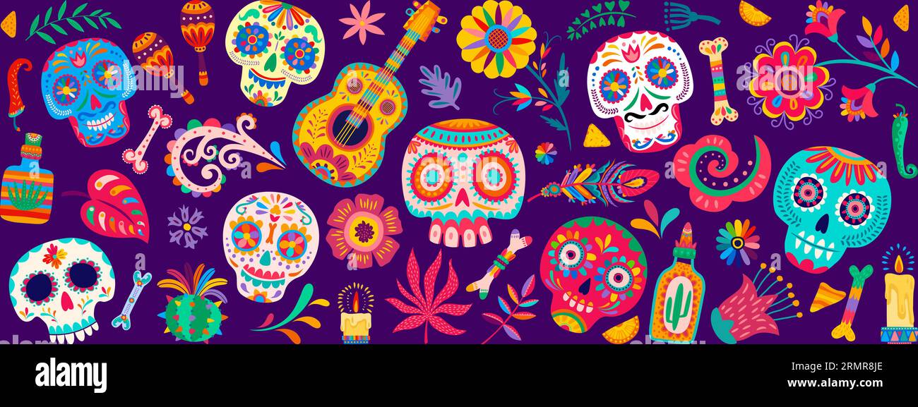 Dia De Los Muertos mexican holiday. Day of the Dead banner. Vector ...