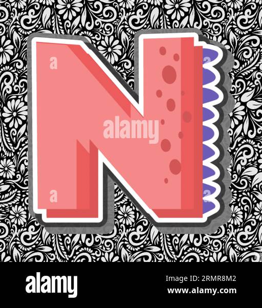 Alphabet Letter N, Alphabet Letter Design, Alphabet Letter illustration, Latter Art, lettering
